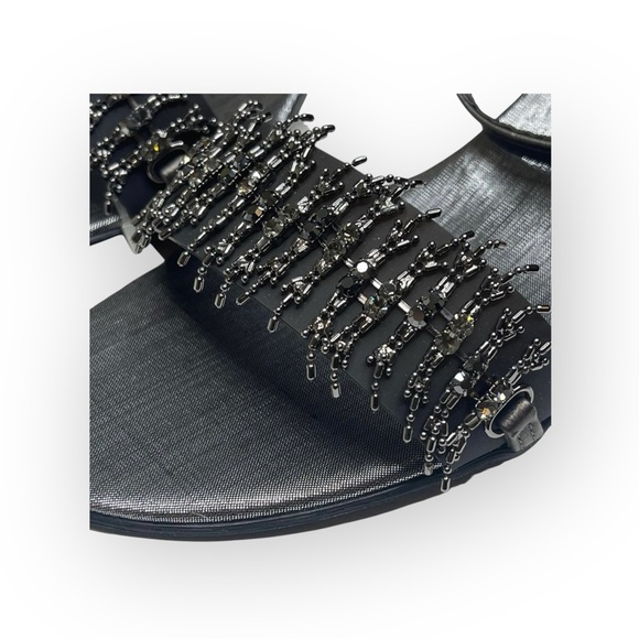 Vintage: new Pierre Cardin ♚ Beaded Kitten Heels ♚ Chain Mail ♚ Gunmetal ♚ 8.5M - Picture 10 of 16